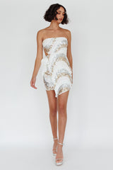 Eyes For You Waist Tie Mini Dress Sequin White