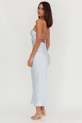 Good Impression Double Twist Maxi Dress Steel Blue